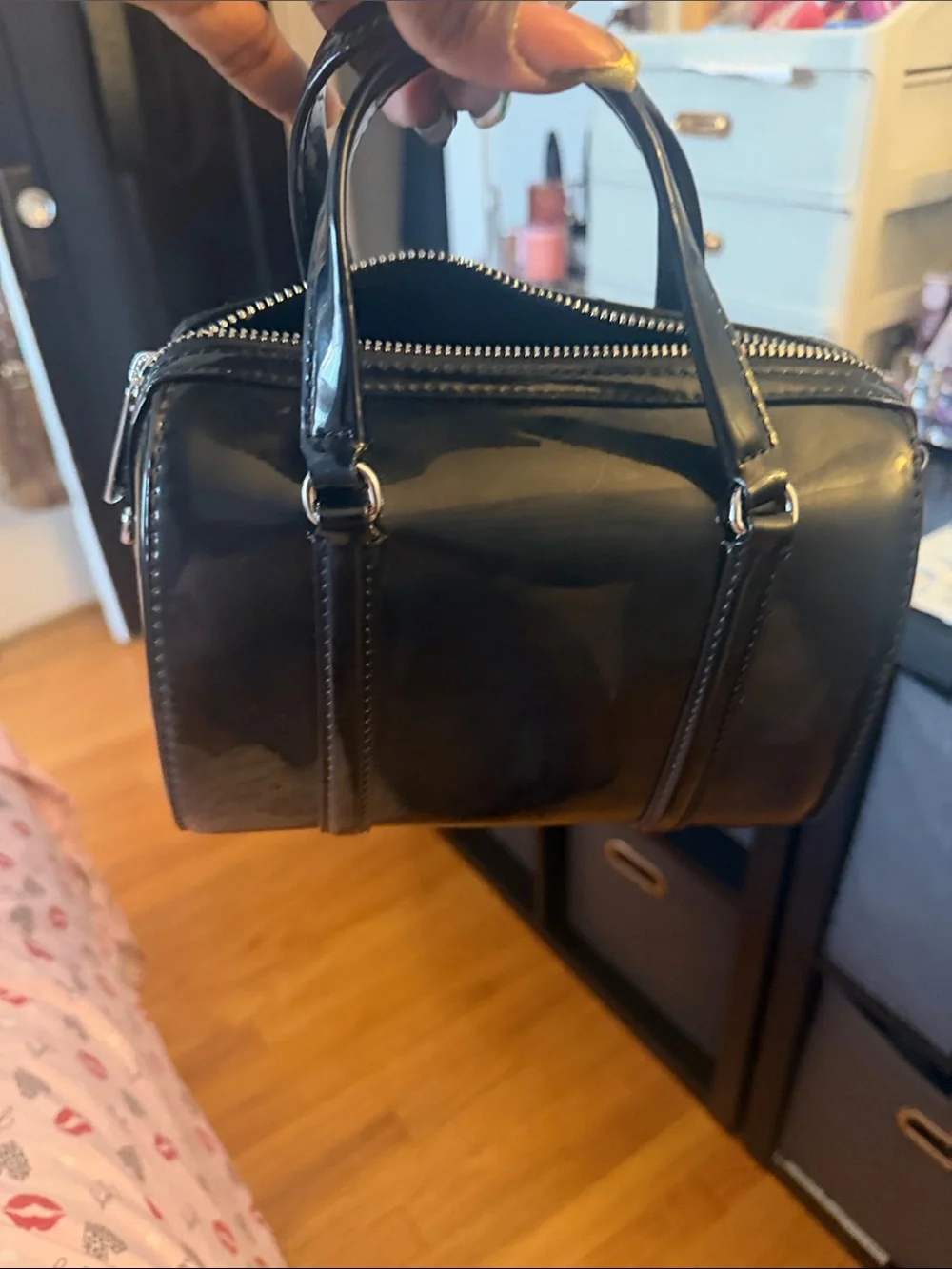 Michael Kors Black Patent Mini Satchel Bag